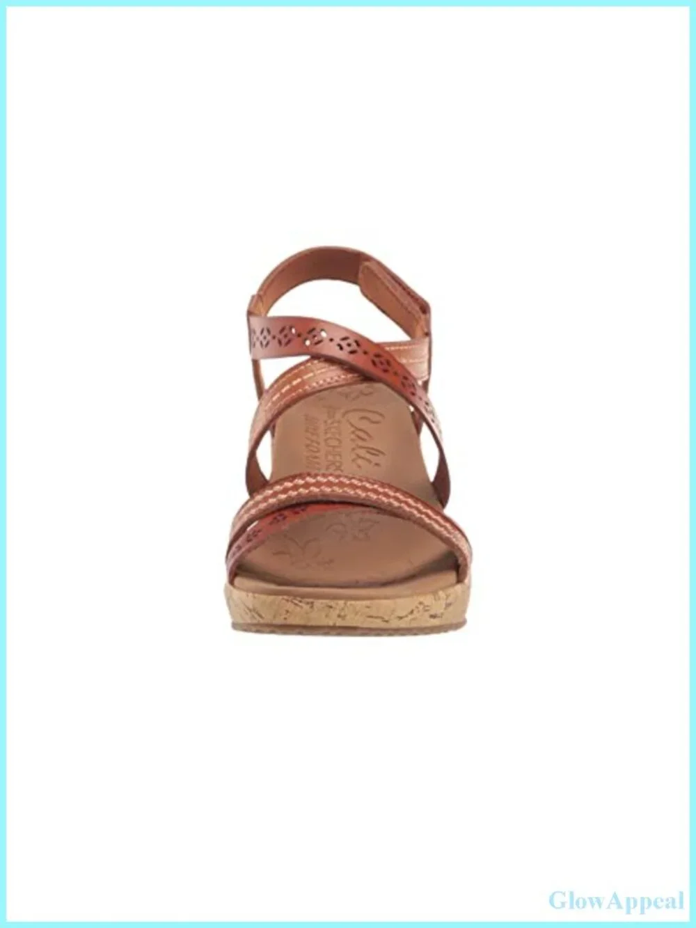 Laser-Cut Faux Leather Wedge Sandals with Embroidery Slingback